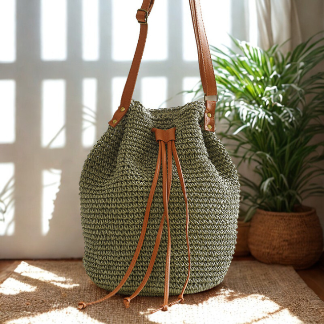 Beach Bag for Women Woven Straw Lightweight Summer Shoulder Tote