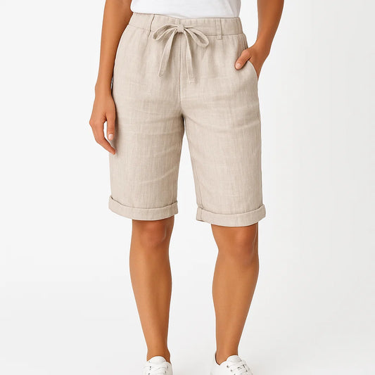 Mens Linen Drawstring Shorts Lightweight Casual Summer Chino