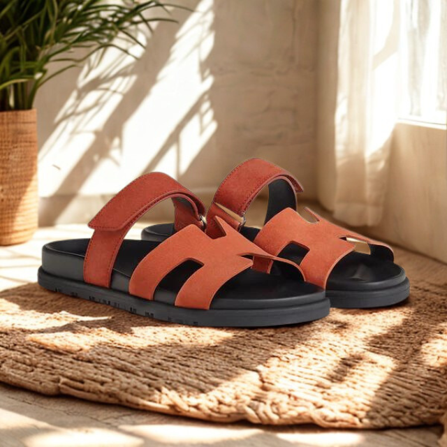 Leather Women’s Ergonomic Sandals Adjustable Strap Everyday Flat Sandal