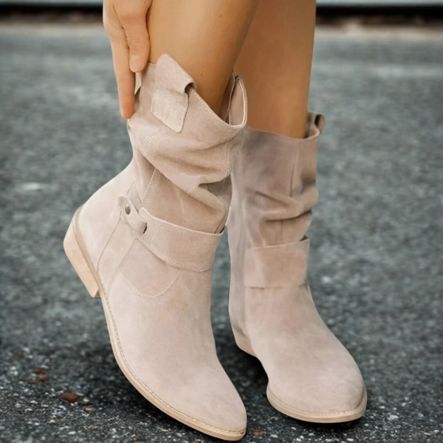 Women’s Suede Boots Faux Suede Low Heel Wide Fit Ankle Boots