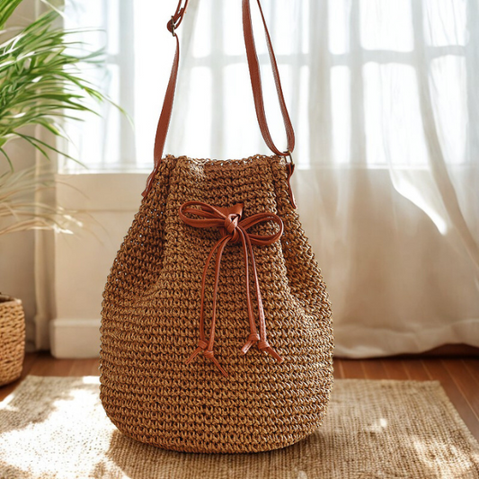 Beach Bag for Women Woven Straw Lightweight Summer Shoulder Tote