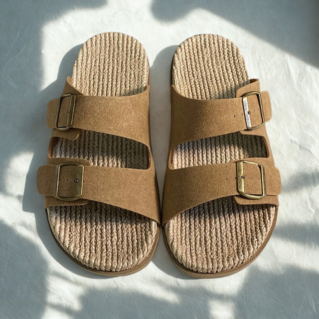 Jute Sandals Men Adjustable Slip Resistant Indoor Outdoor Slippers