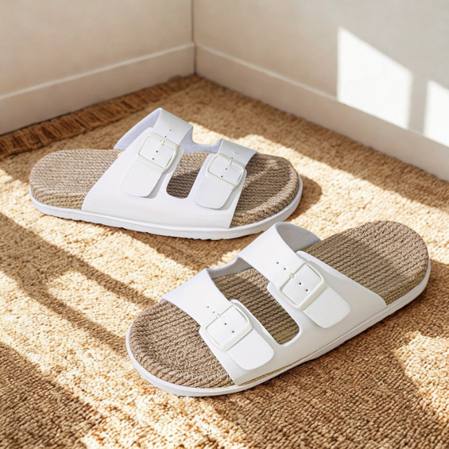 Jute Sandals Men Adjustable Slip Resistant Indoor Outdoor Slippers