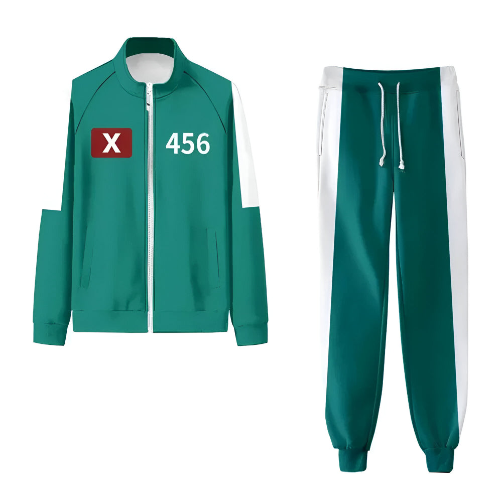 Men’s Cosplay Athletic Tracksuit Set Zip Front Number Badge