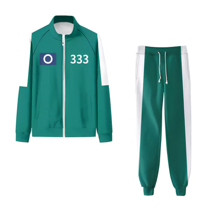 Men’s Cosplay Athletic Tracksuit Set Zip Front Number Badge