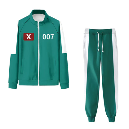 Men’s Cosplay Athletic Tracksuit Set Zip Front Number Badge