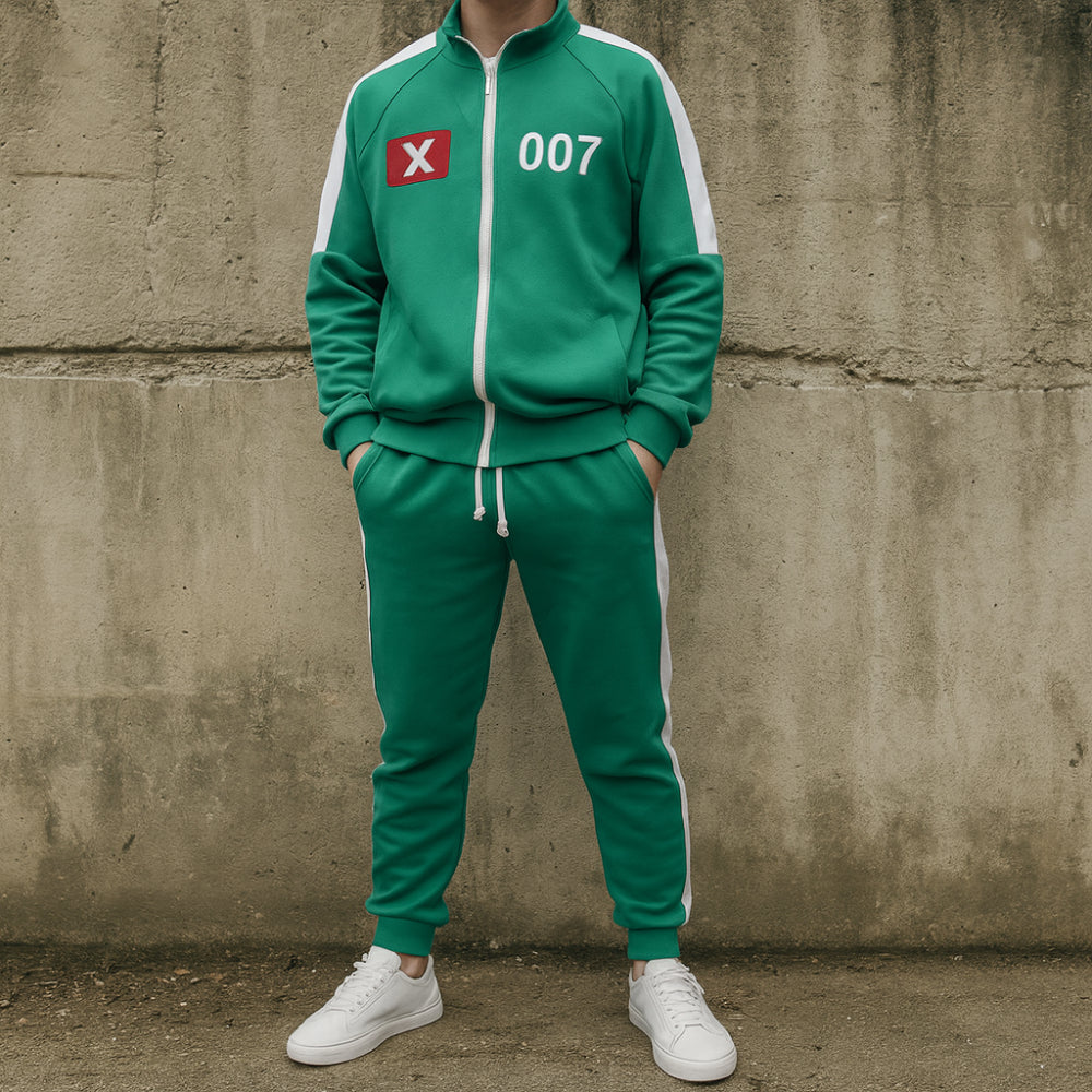 Men’s Cosplay Athletic Tracksuit Set Zip Front Number Badge