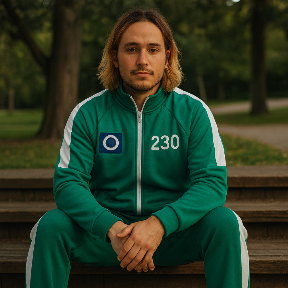 Men’s Cosplay Athletic Tracksuit Set Zip Front Number Badge