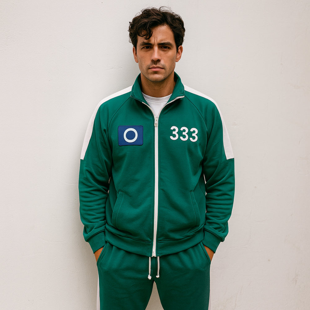 Men’s Cosplay Athletic Tracksuit Set Zip Front Number Badge