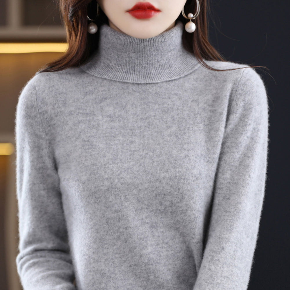 Women's Soft Ribbed Turtleneck Sweater Long Sleeve Knitwear