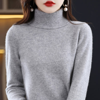 Women's Soft Ribbed Turtleneck Sweater Long Sleeve Knitwear