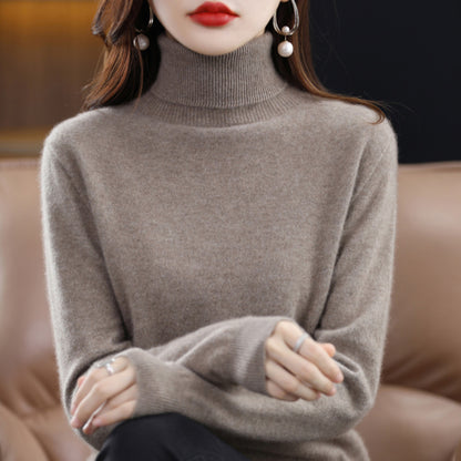 Women's Soft Ribbed Turtleneck Sweater Long Sleeve Knitwear