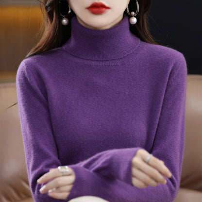 Women's Soft Ribbed Turtleneck Sweater Long Sleeve Knitwear