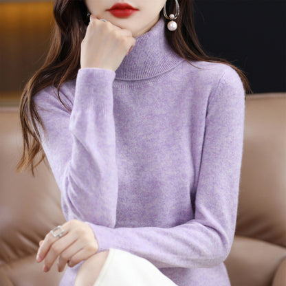 Women's Soft Ribbed Turtleneck Sweater Long Sleeve Knitwear