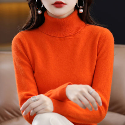 Women's Soft Ribbed Turtleneck Sweater Long Sleeve Knitwear