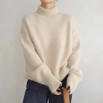 Women's Oversized Turtleneck Knit Sweater Cozy Long Sleeve