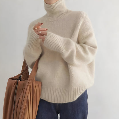 Women's Oversized Turtleneck Knit Sweater Cozy Long Sleeve