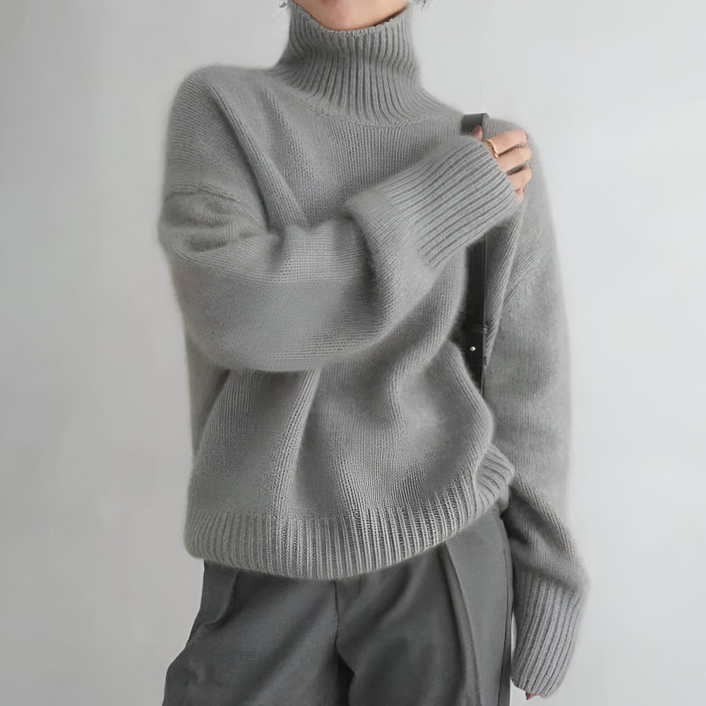 Women's Oversized Turtleneck Knit Sweater Cozy Long Sleeve