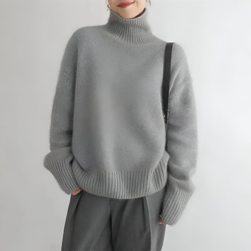 Women's Oversized Turtleneck Knit Sweater Cozy Long Sleeve