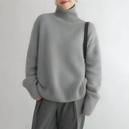 Women's Oversized Turtleneck Knit Sweater Cozy Long Sleeve