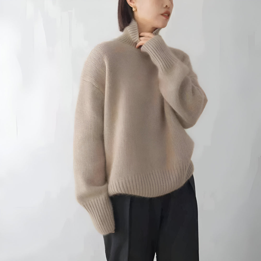 Women's Oversized Turtleneck Knit Sweater Cozy Long Sleeve