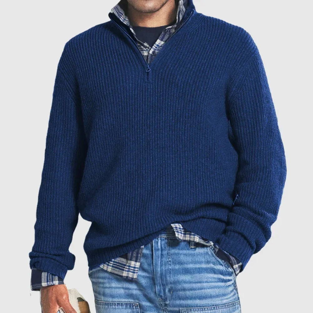Men's Cable Knit Long Sleeve Sweater V Neck Pullover