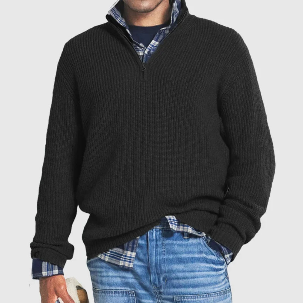 Men's Cable Knit Long Sleeve Sweater V Neck Pullover