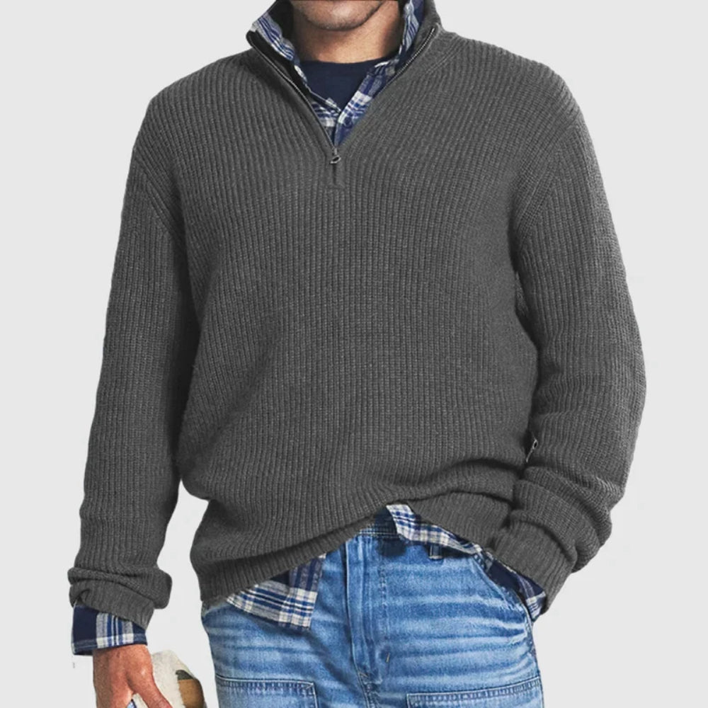Men's Cable Knit Long Sleeve Sweater V Neck Pullover