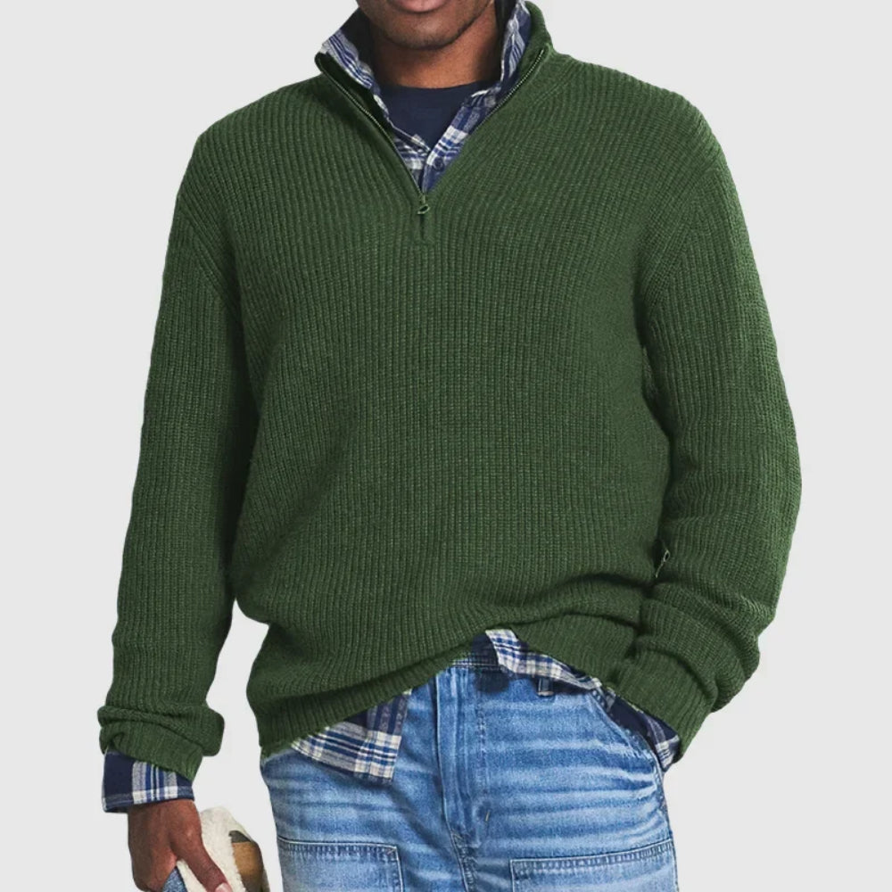 Men's Cable Knit Long Sleeve Sweater V Neck Pullover