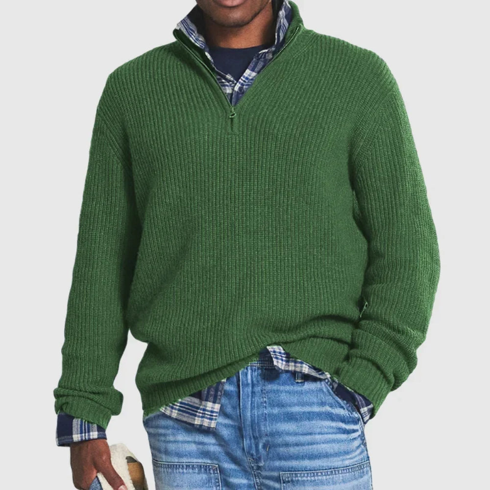 Men's Cable Knit Long Sleeve Sweater V Neck Pullover