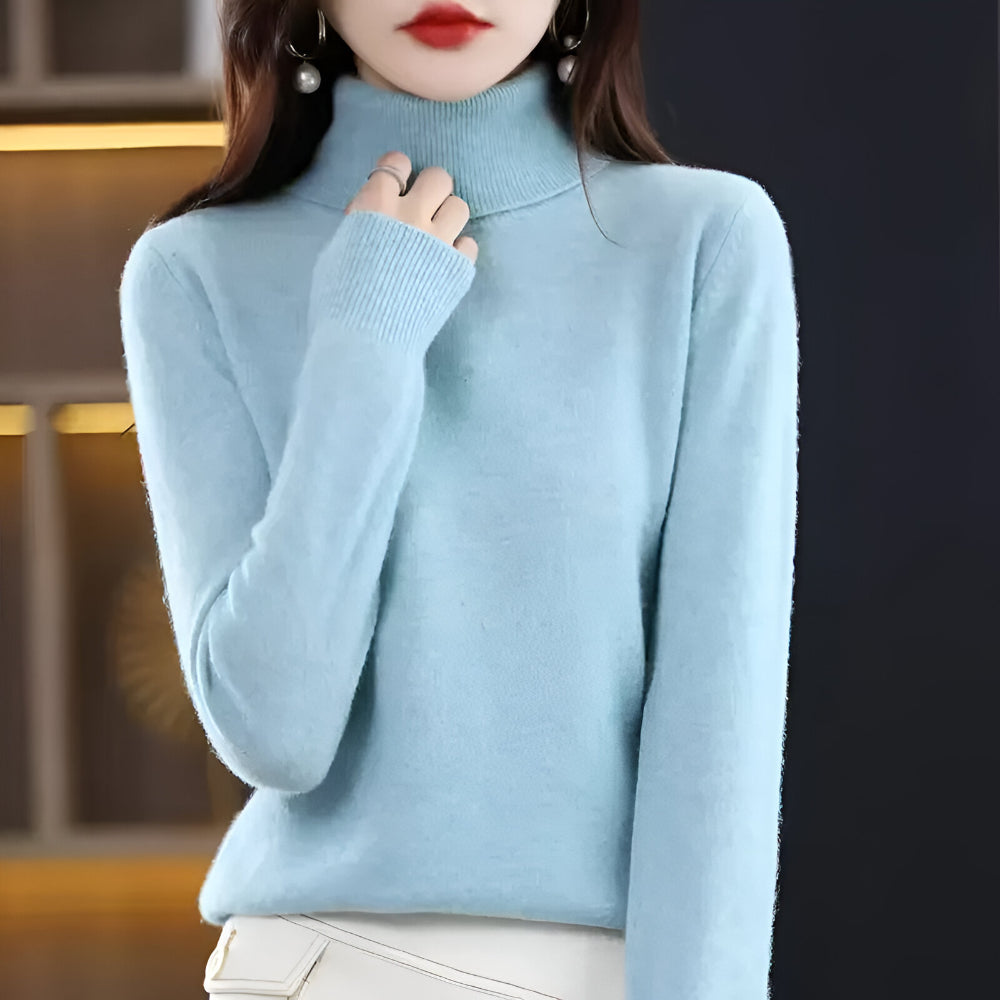 Women's Soft Ribbed Turtleneck Sweater Long Sleeve Knitwear
