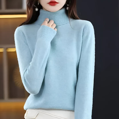 Women's Soft Ribbed Turtleneck Sweater Long Sleeve Knitwear