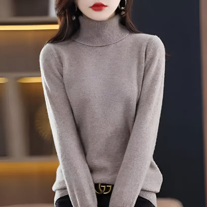 Women's Soft Ribbed Turtleneck Sweater Long Sleeve Knitwear