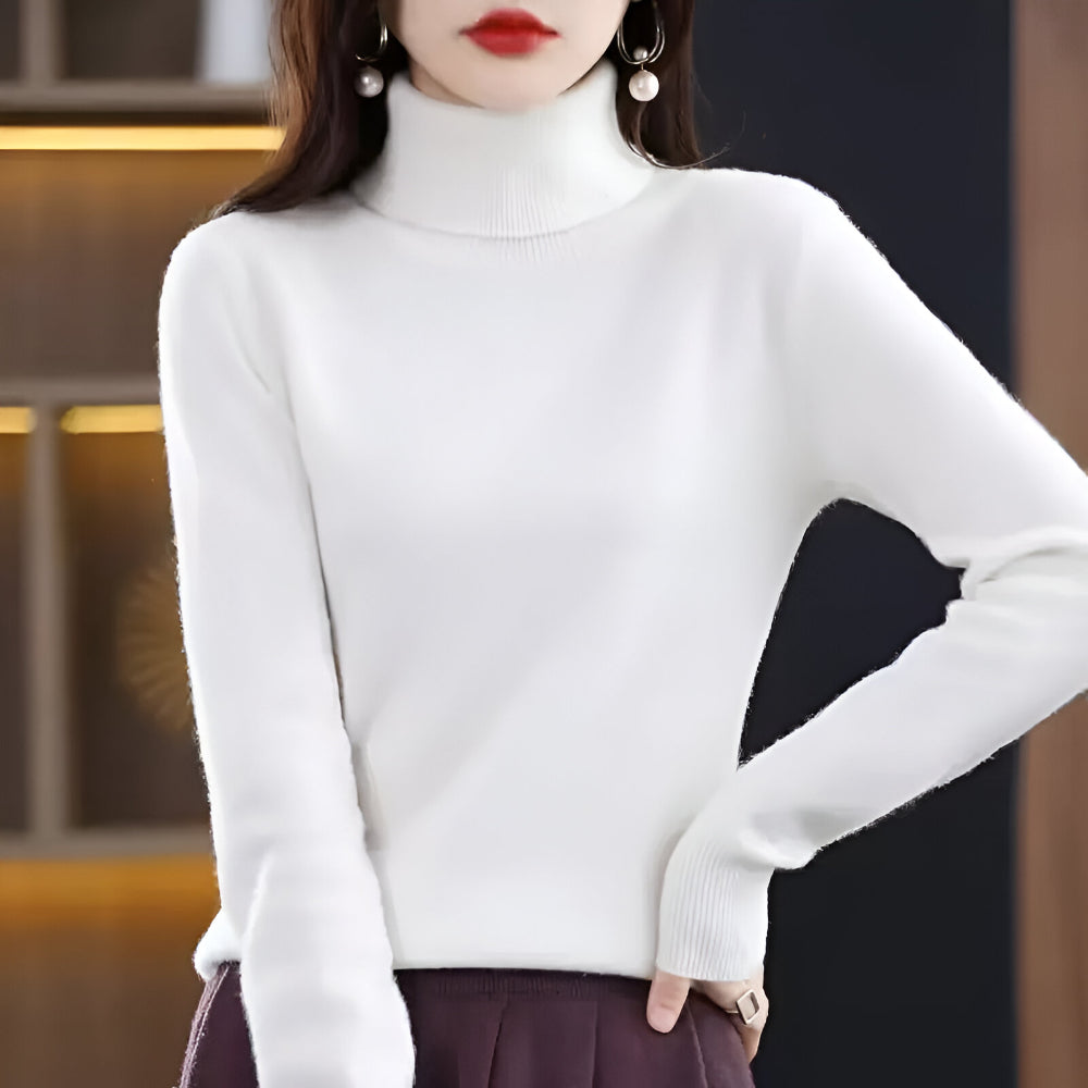 Women's Soft Ribbed Turtleneck Sweater Long Sleeve Knitwear