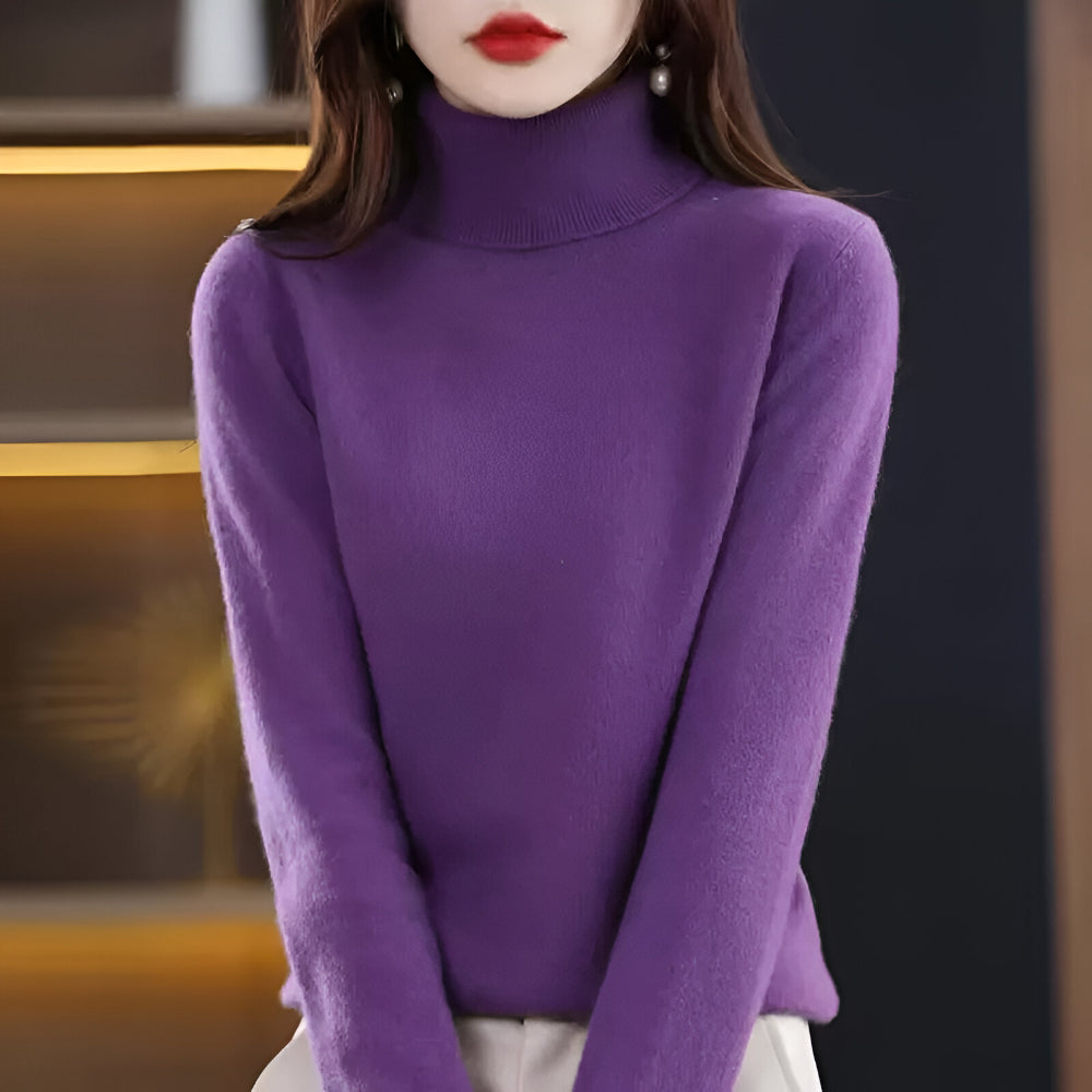 Women's Soft Ribbed Turtleneck Sweater Long Sleeve Knitwear