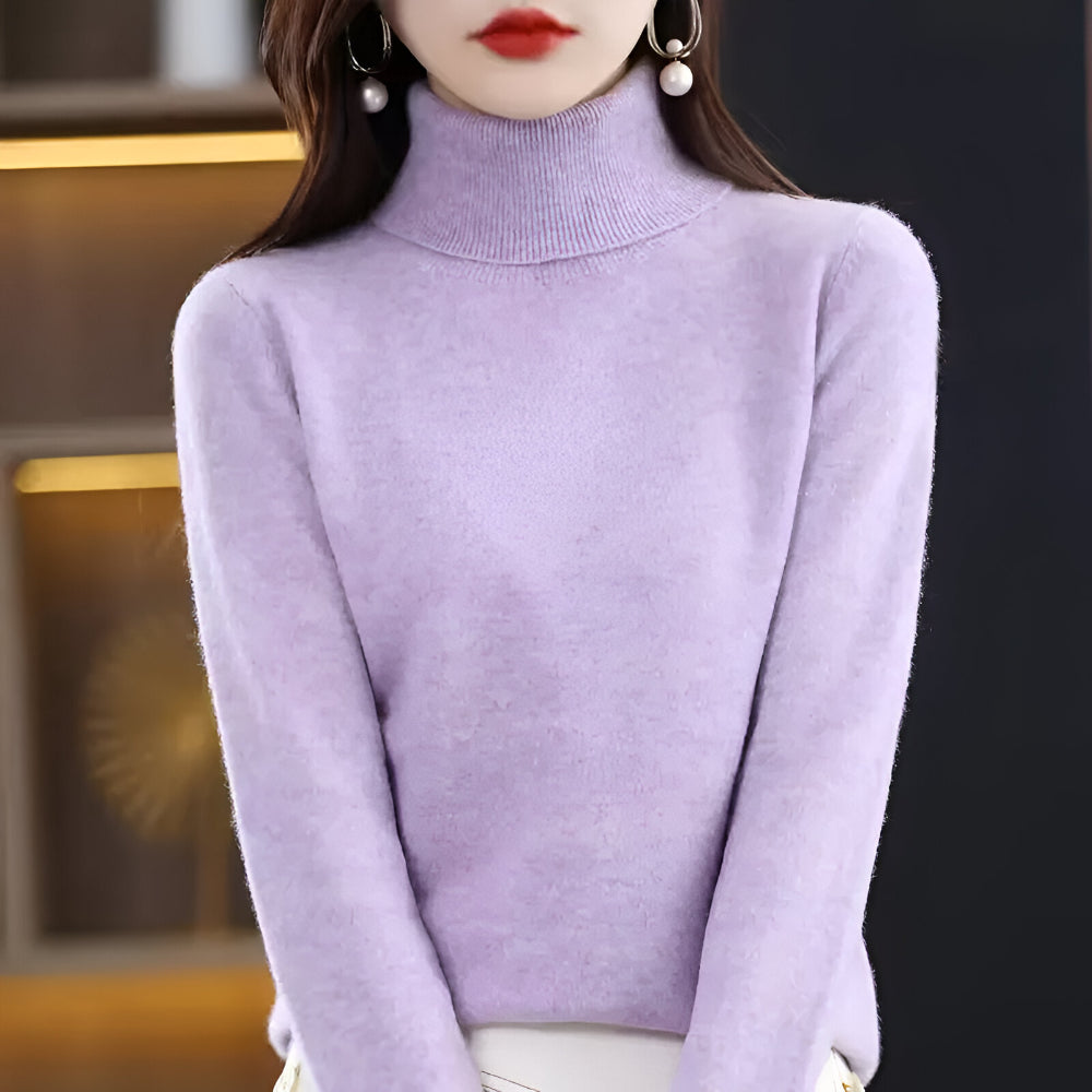 Women's Soft Ribbed Turtleneck Sweater Long Sleeve Knitwear