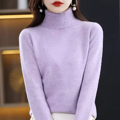Women's Soft Ribbed Turtleneck Sweater Long Sleeve Knitwear