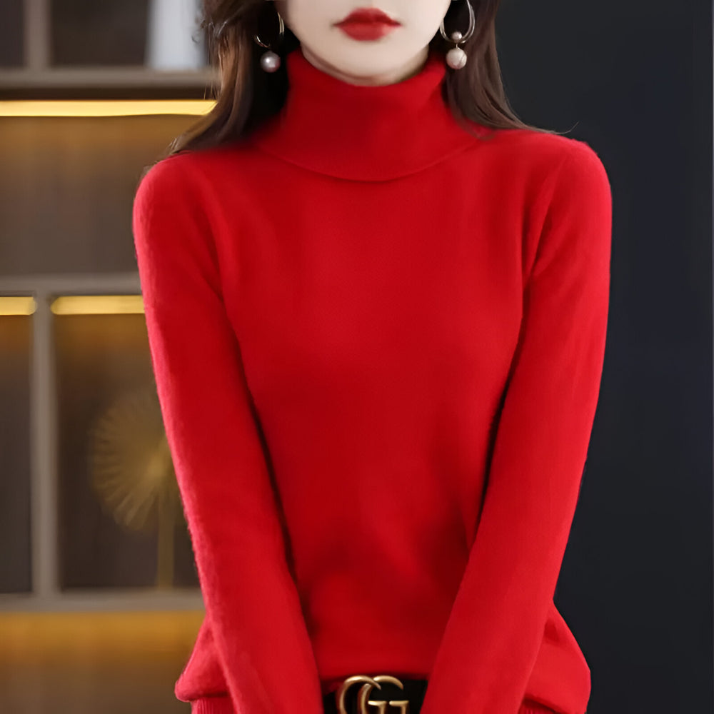 Women's Soft Ribbed Turtleneck Sweater Long Sleeve Knitwear