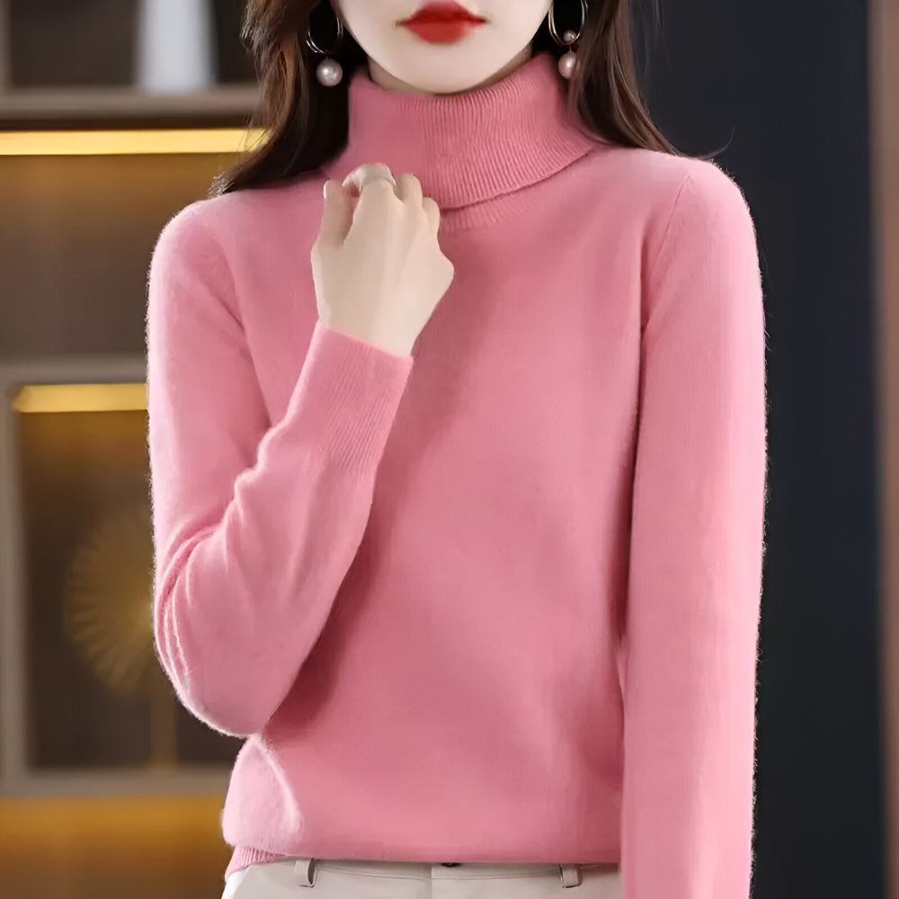 Women's Soft Ribbed Turtleneck Sweater Long Sleeve Knitwear