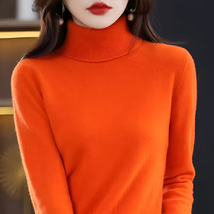 Women's Soft Ribbed Turtleneck Sweater Long Sleeve Knitwear