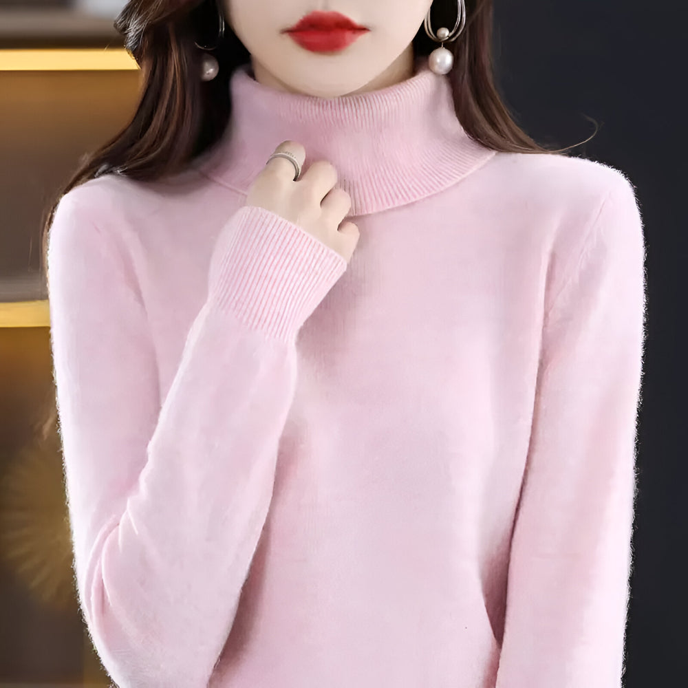 Women's Soft Ribbed Turtleneck Sweater Long Sleeve Knitwear