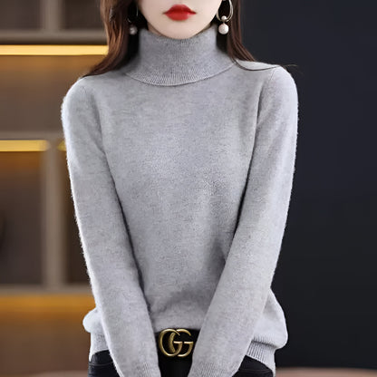 Women's Soft Ribbed Turtleneck Sweater Long Sleeve Knitwear