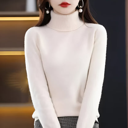 Women's Soft Ribbed Turtleneck Sweater Long Sleeve Knitwear