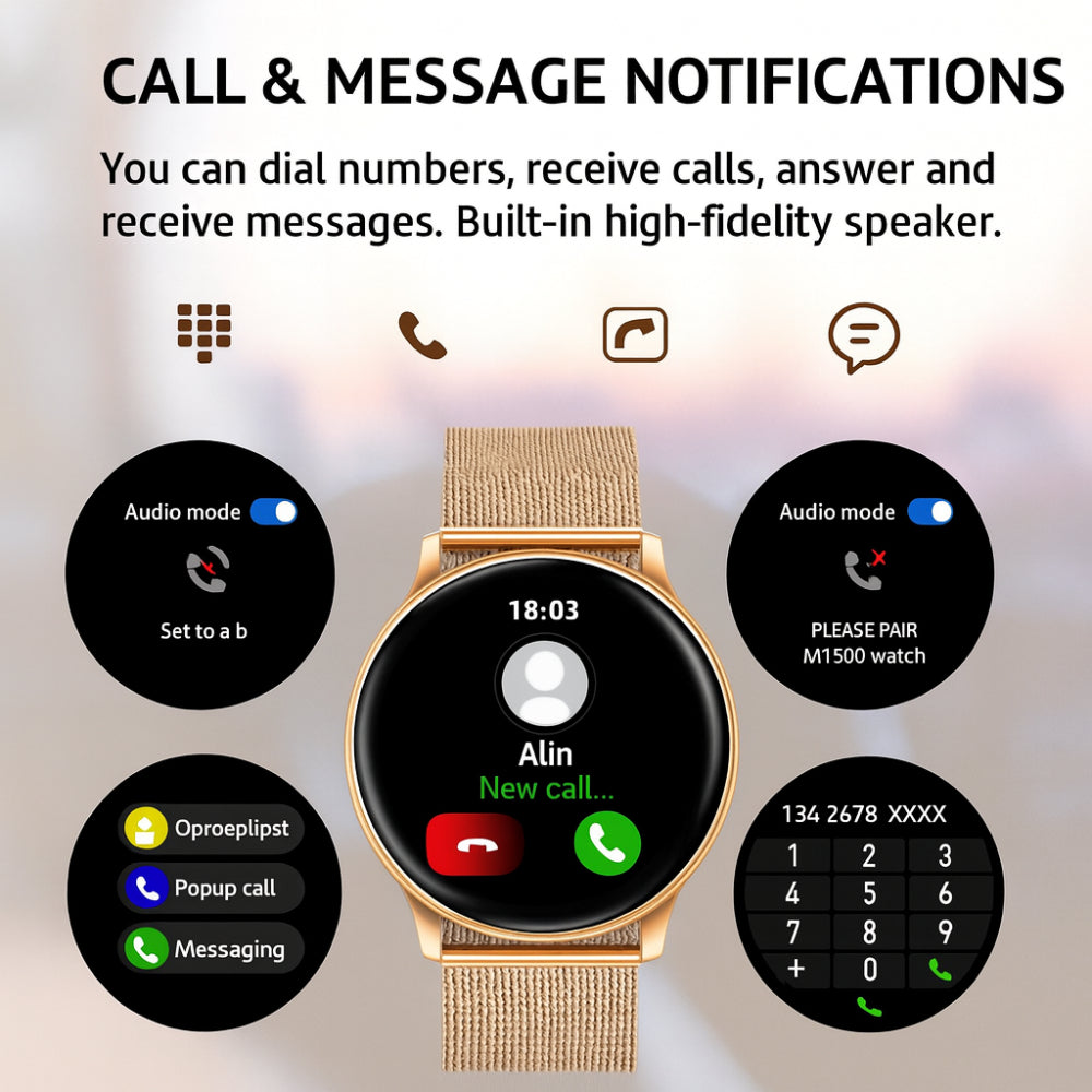 Smartwatch Fitness Tracker Women Modern Health Monitoring Watch