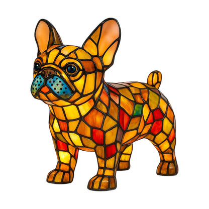Table Lamp Dog Stained Glass Animal Accent Light