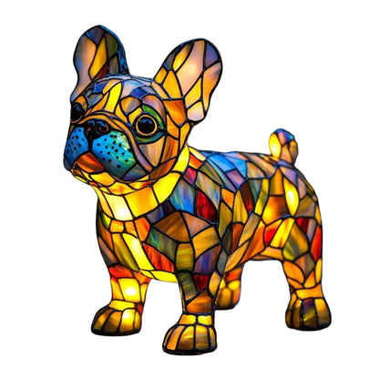 Table Lamp Dog Stained Glass Animal Accent Light
