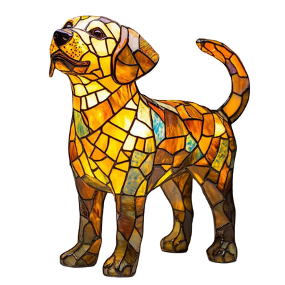 Table Lamp Dog Stained Glass Animal Accent Light