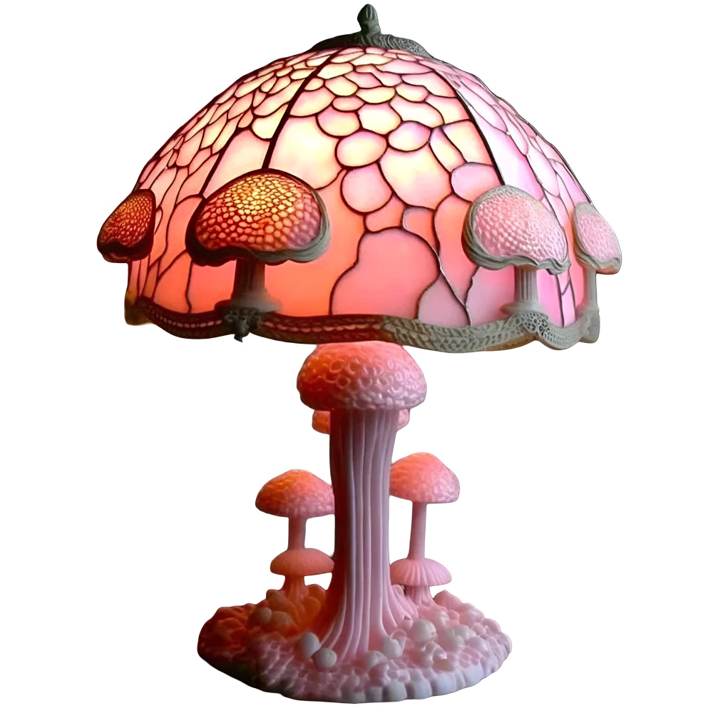 Table Lamp Mushroom Stained Glass Light Cozy Home Decor