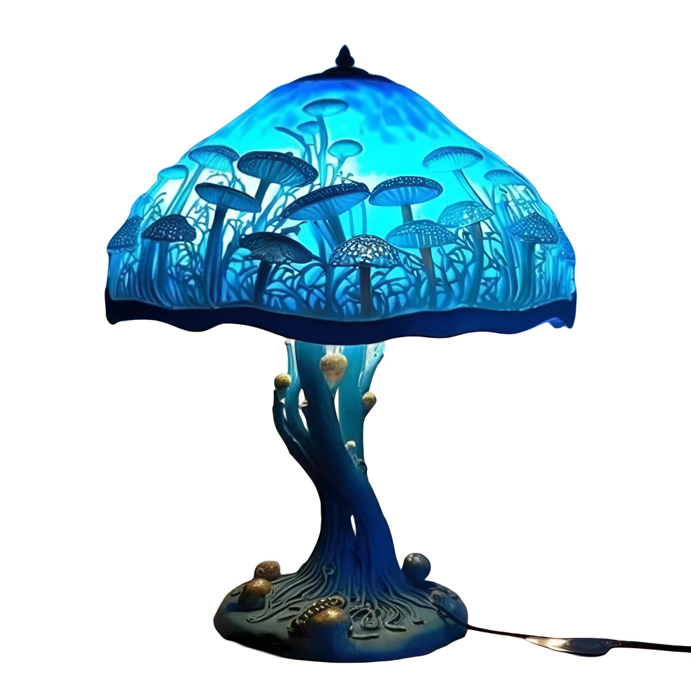 Table Lamp Mushroom Stained Glass Light Cozy Home Decor