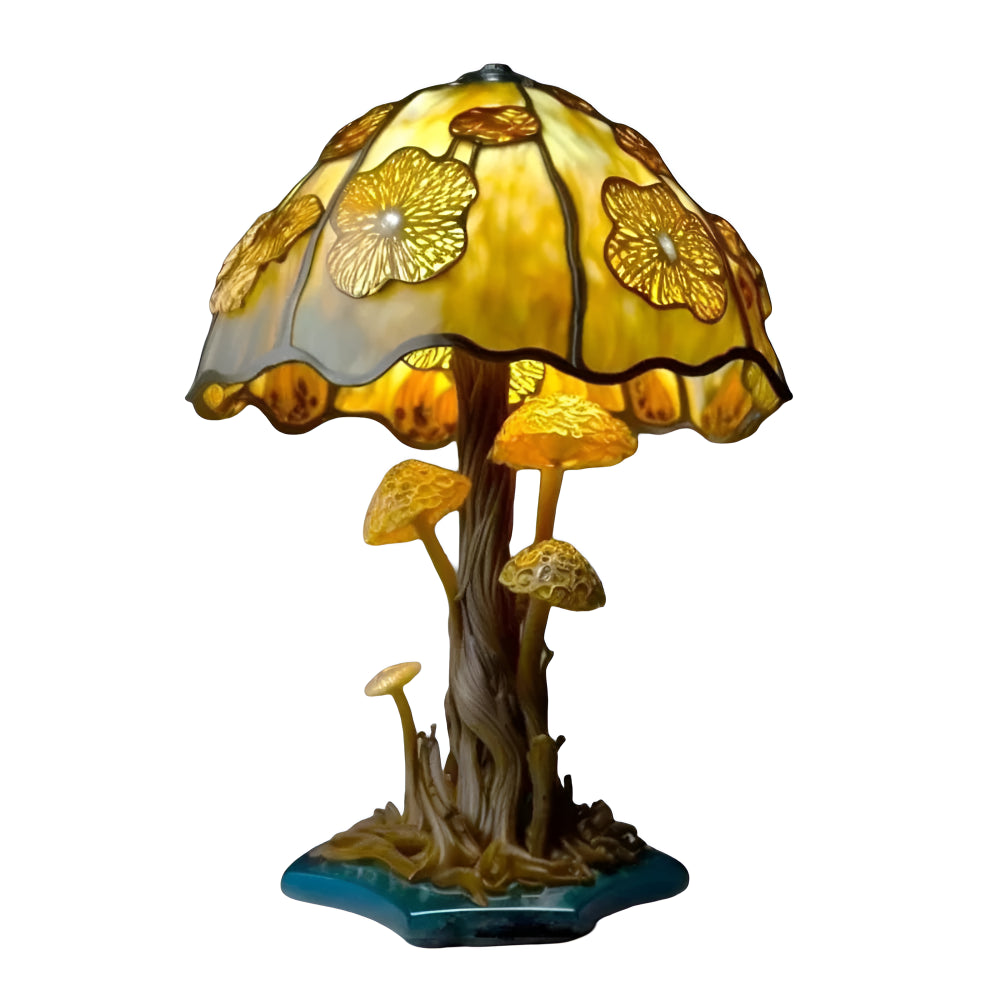 Table Lamp Mushroom Stained Glass Light Cozy Home Decor